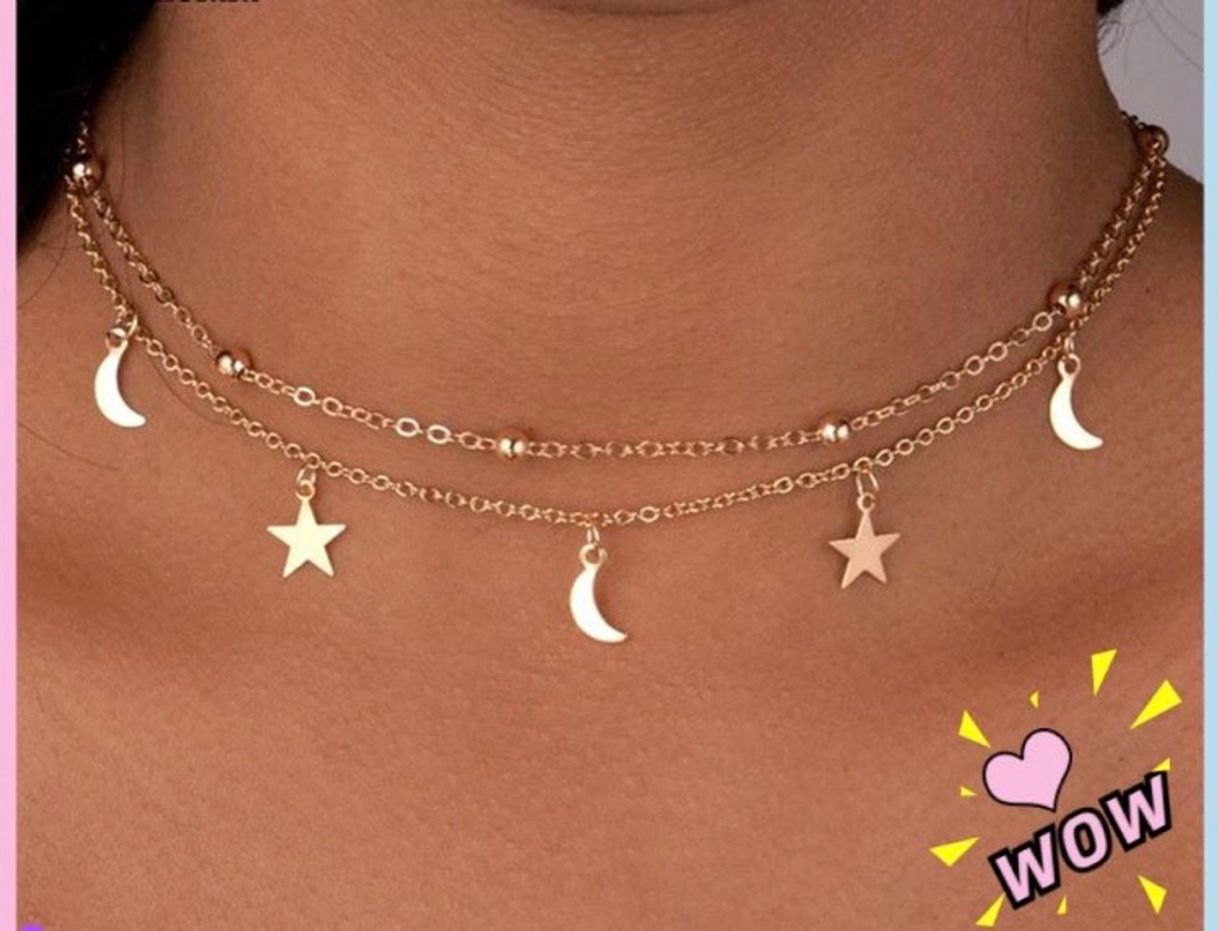 Fashion Colar Dourado Lua e Estrelas Aesthetic — Shopee