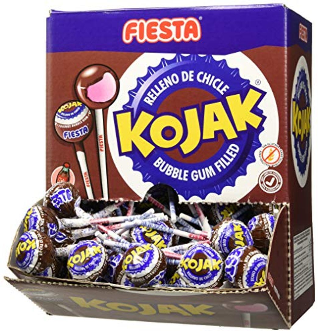 Products FIESTA Kojak Caramelo con Palo Sabor Cola Relleno de Chicle