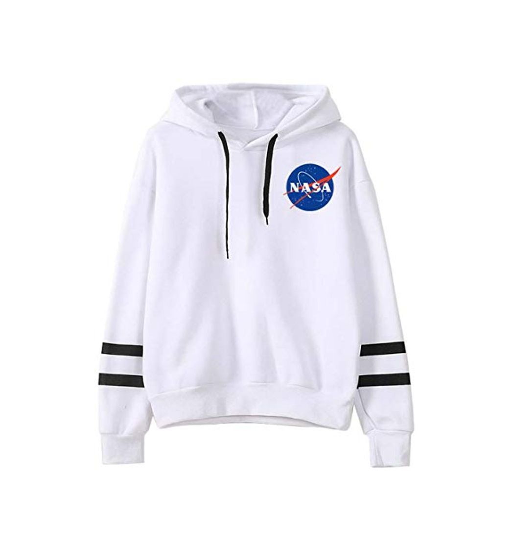 Social EMILYLE Mujer NASA Aeronautico Sudadera con Capucha Manga Larga Deportiva. M