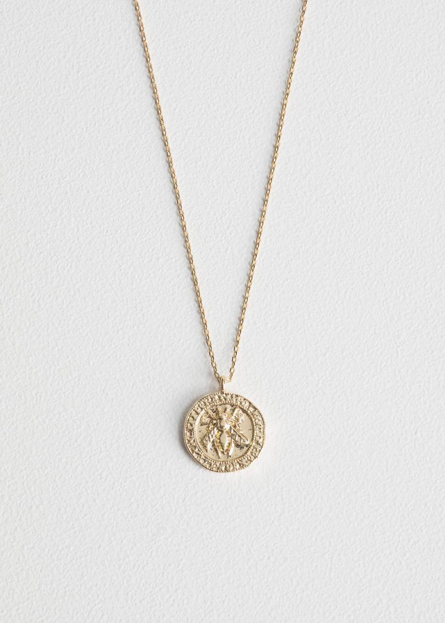 Product Bee Embossed Pendant Necklace