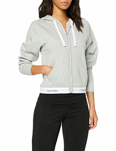 Fashion Calvin Klein Top Hoodie Full Zip Capucha, Gris