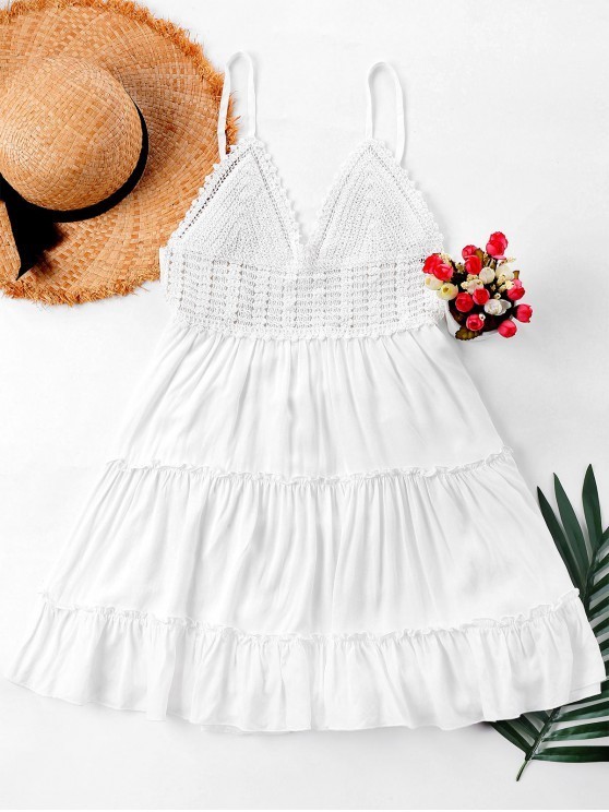 Moda ZAFUL - Crochet Panel Cami Flare Dress