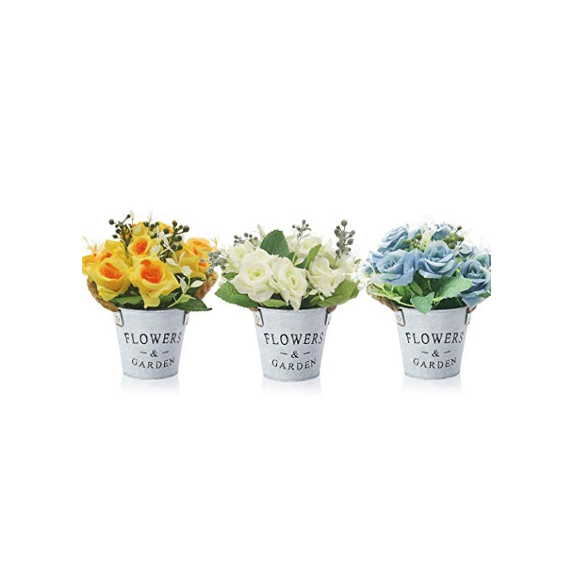 Products BEANKI Flores Artificiales Decoración, 3 Piezas Plantas Artificiales de Maceta, Plantas Decorativas