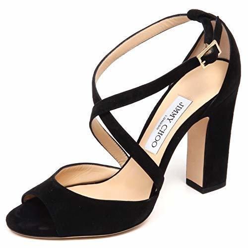 F0850 Sandalo Donna Black JIMMY CHOO Carrie Scarpe Suede Sandal Shoe Woman
