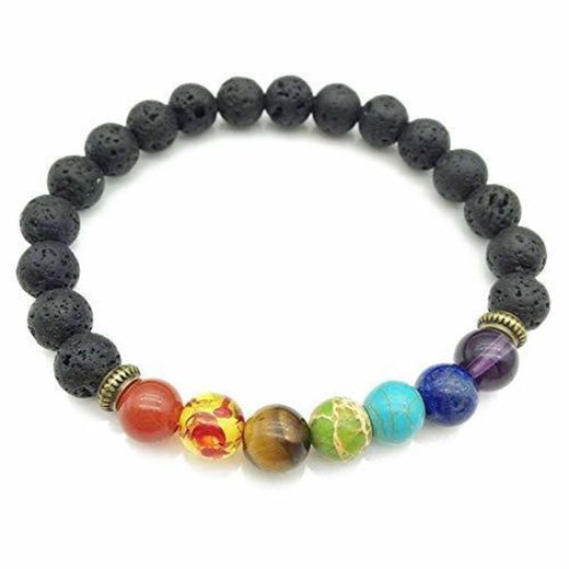 SODIAL Pulsera de curacion de 7 chakras Pulsera de amuleto para hombres