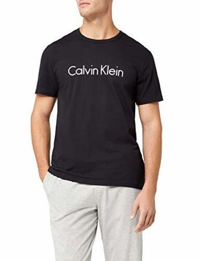Calvin Klein Comfort Cotton-S/S Crew Neck Camiseta de Pijama, Negro