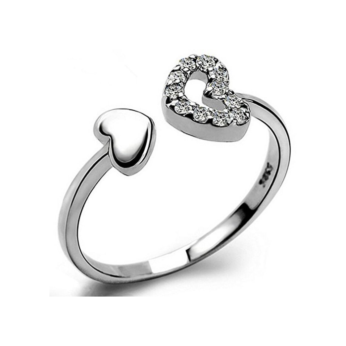 Product Yazilind Joyas de plata esterlina corazón diseño anillo ajustable para las mujeres