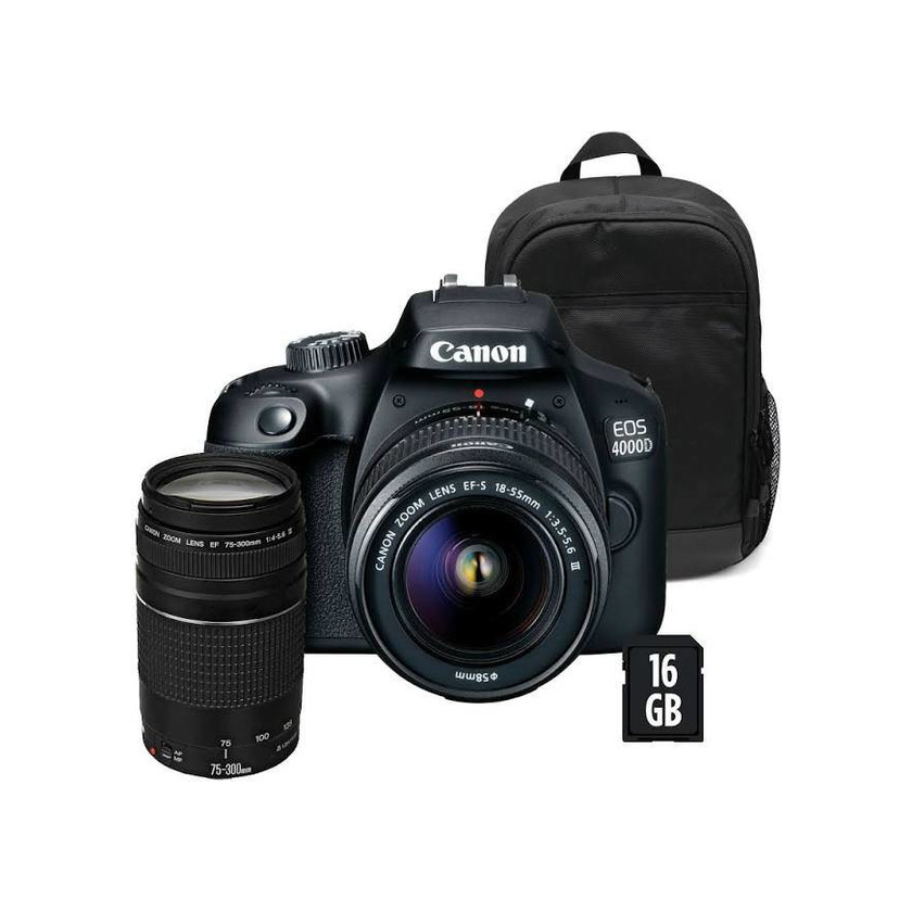 Producto MÁQUINA FOTOGRÁFICA CANON 4000D 18-55/300 KIT