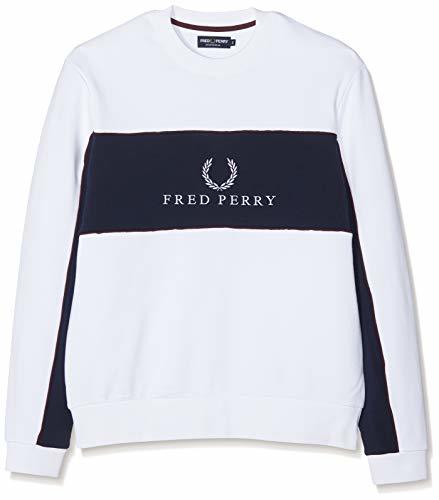 Social Fred Perry M4553-PANEL Piped SWEATSHIRT-100-L Sudadera, Blanco