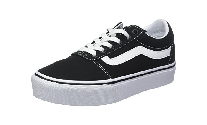 Social Vans Ward Platform Canvas Zapatillas Mujer, Negro