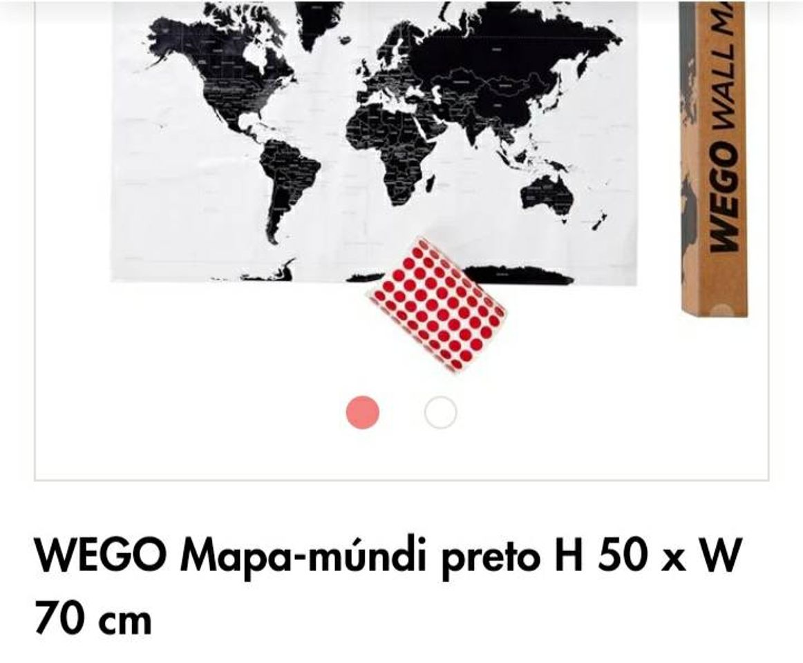 Fashion WEGO Mapa-múndi preto H 50 x W 70 cm