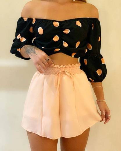 Short rose e cropped preto 