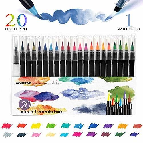 Watercolor Brush Pen,AOBETAK 20 Rotuladores Acuarelables