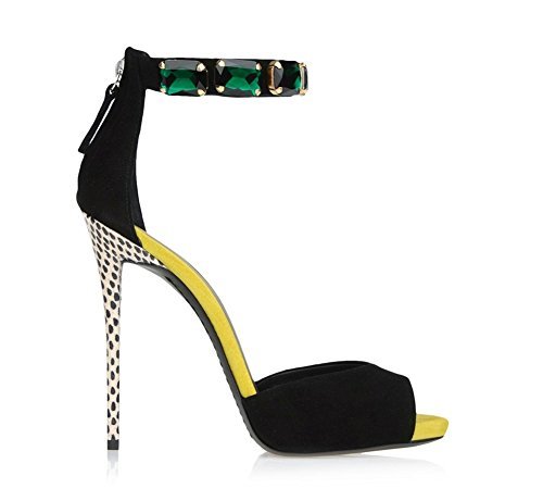 Lugar ZPL Mujer Señoras Sexy Alto Talones Peep Toe Strappy Tobillo Estilete Sandalias