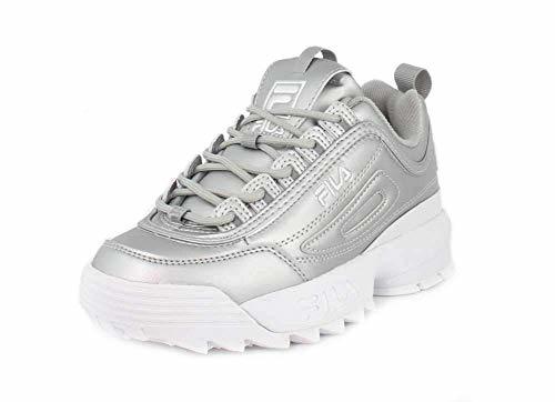 Moda Fila Disruptor 2 Premium Metallic Mujeres Zapatillas Moda Silver White