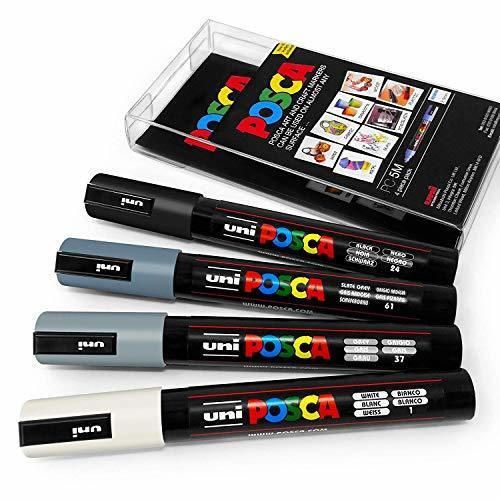 Posca Couleur Tones - PC-5 M Art marqueur - Lot de 4 - Portefeuille en plastique
