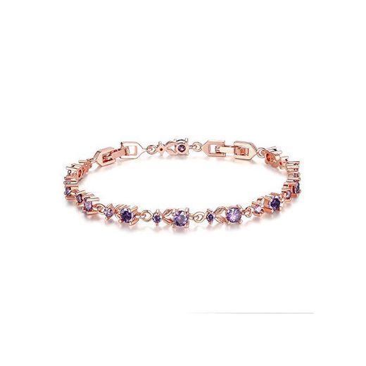 Wostu Pulsera Mujer Joyería con cristales Swarovski Púrpura