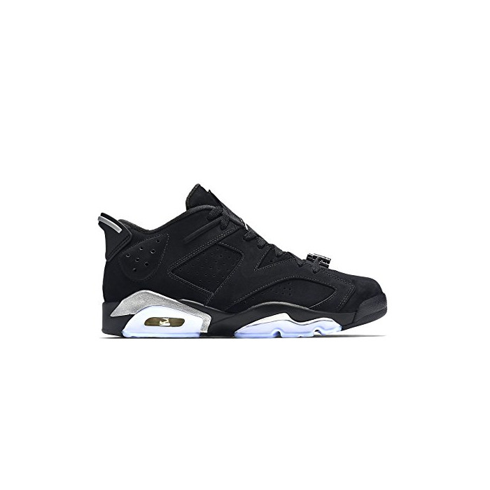 Social Nike Air Jordan 6 Retro Low, Zapatillas de Baloncesto para Hombre, Negro/Plateado/Blanco