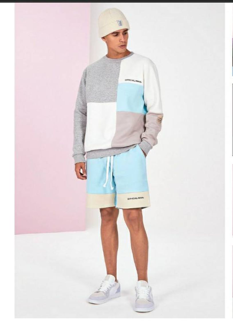 Fashion COLOUR BLOCK TRACK SUIT WITH SHORTS