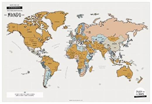Enjoy Maps World Mapa Diseñada con Tinta Rascable