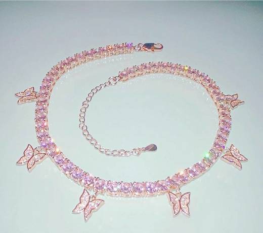 Pink butterfly drip choker

