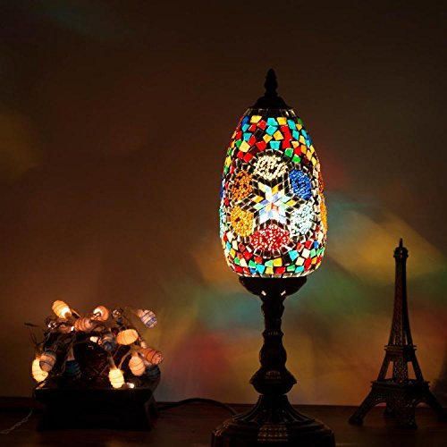OOFWY LED lámpara 5W Turquía Palacio estilo cristal decorativo dormitorio mesita lámpara