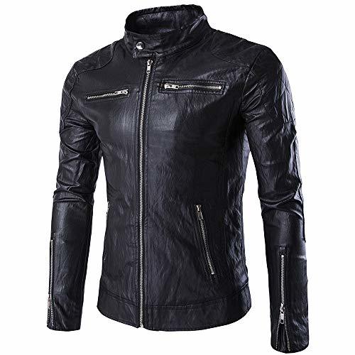 Social BAGEE Chaqueta de Cuero Negro Masculino