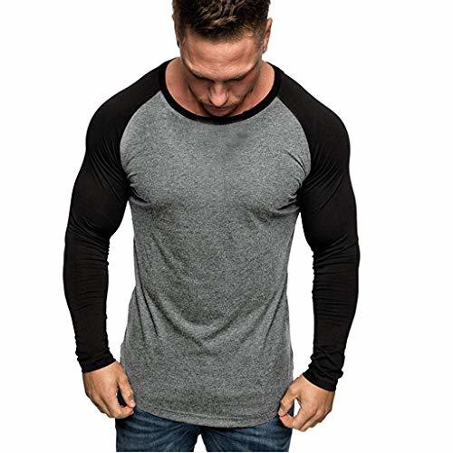 Social Longra Invierno Otoño Paño Hombres Color sólido O-Cuello Empalme Camisa de Manga