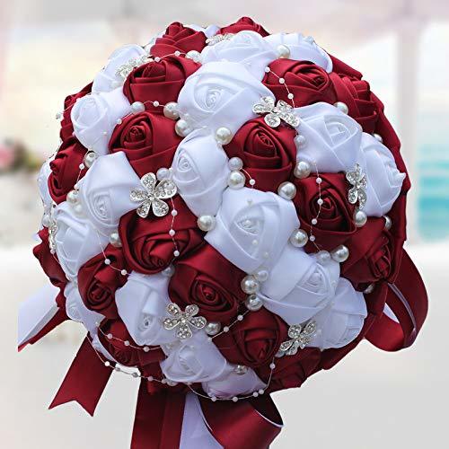 Product SN86NS Ramo de Novia de Cinta roja Boda Flor de Cinco pétalos