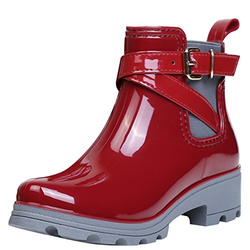 Moda Botas de Agua Bota de Goma Mujer Impermeable lluvia Zapatos Tobillo Casual