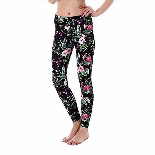 Ytdzsw Desgaste del Deporte Calca Feminina Hojas Tropicales Flores Rojas Pantalones De