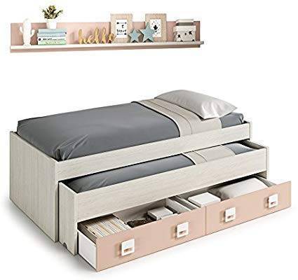 Fashion Cama de casal + 2 gavetas e uma prateleira, com acabamento e