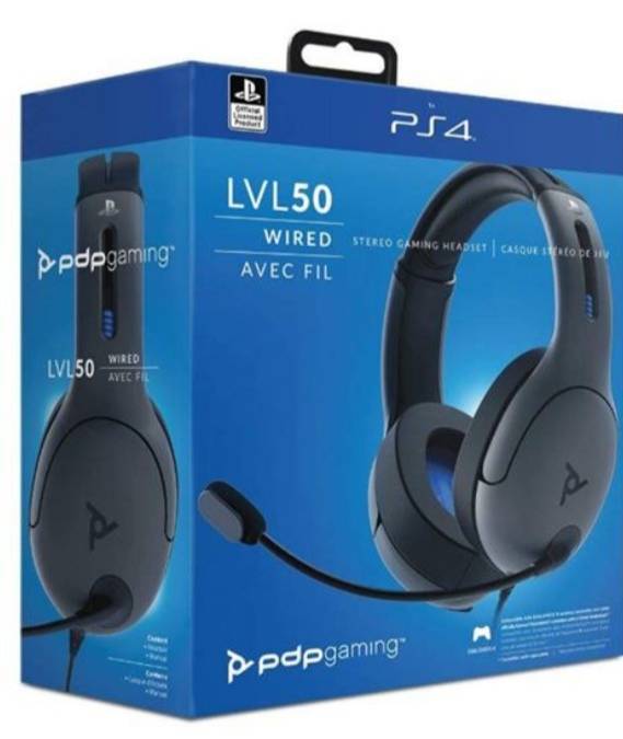 Social PDP - Auricular Stereo Gaming LVL50 Con Cable, Gris (PS4)