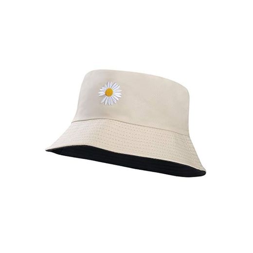 MaoXinTek Sombrero del Pescador Reversible Algodón Plegable Margaritas Bucket Hat Al Aire