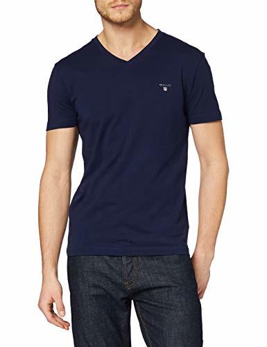 Moda Gant The Original Slim V-Neck T-Shirt Camiseta, Azul