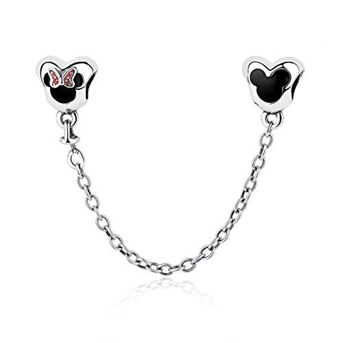 Lugar Heart of Cute Mouse Safety Chains 925 Sterling Silver Pandora & European