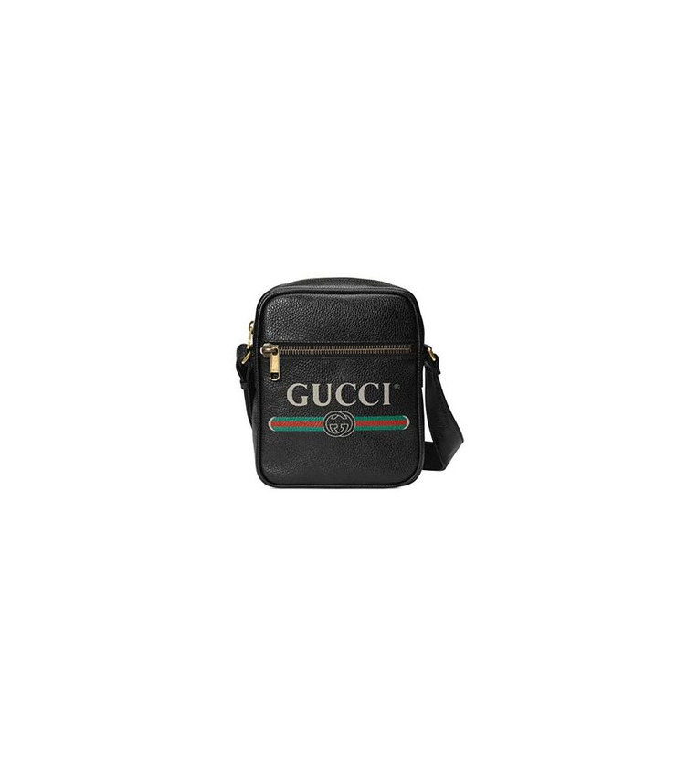 Producto Gucci Logo Signature Print Side Messenger Bandolera cruzada de cuero negro Italia