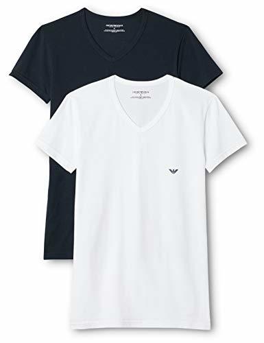 Social Emporio Armani CC717-111512, Camiseta para Hombre, Pack de 2, Multicolor