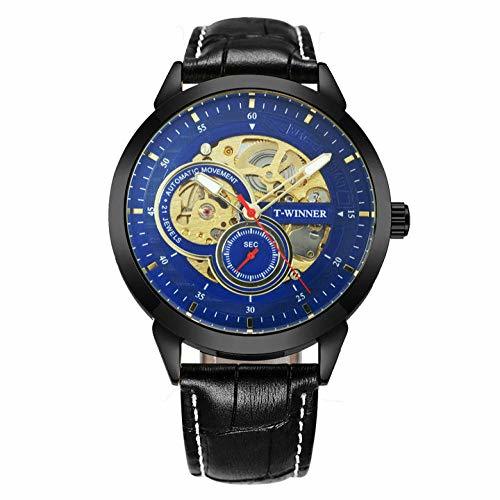 Moda Relojes Relojes De Moda Hombres Esqueleto Automático Mecánico Correa De Cuero Dial