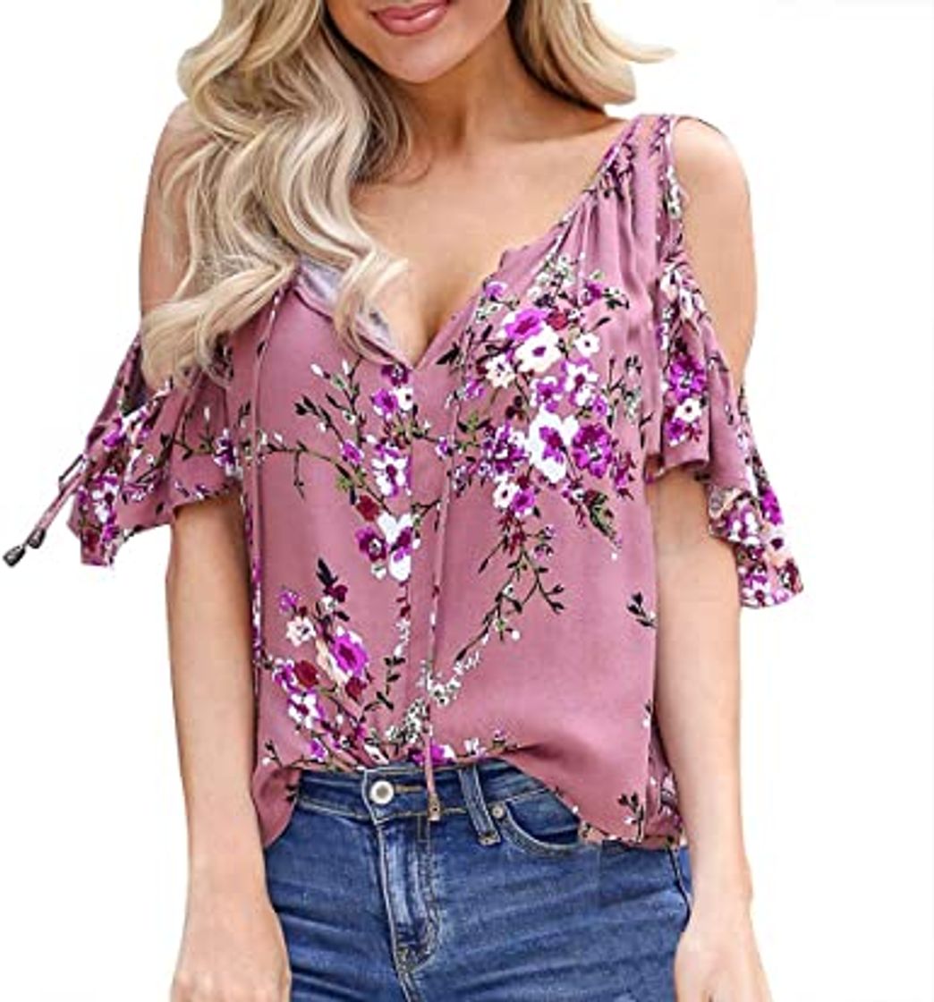 Fashion YOINS Blusa Mujer Manga Larga Camiseta Cuello V Camisa Elegante Túnica Casual