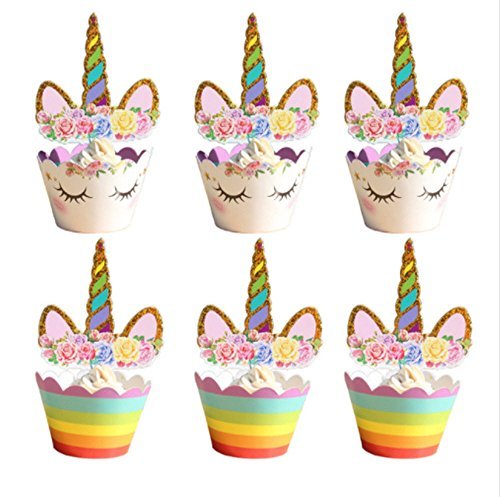 Place CUP CAKES Tazas de unicornio para fiesta de cumpleaños o cupcakes