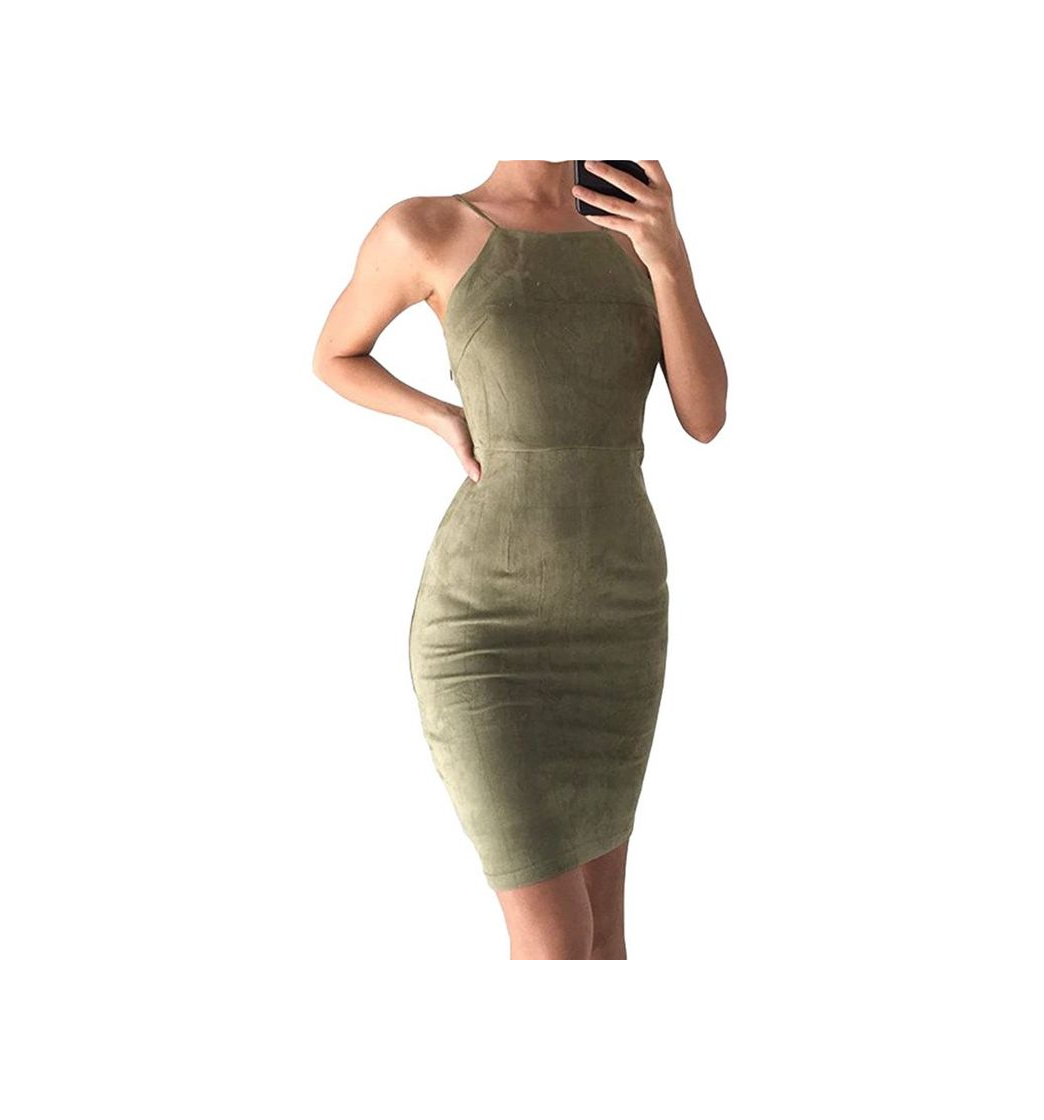 Social SOLY HUX Mujer Vestido Ajustado Corto Sin Mangas de Tirante Bajo Asimétrico