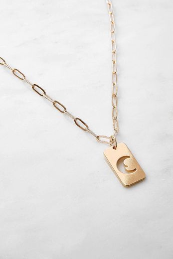 Moon Tag Gold Necklace colar acessórios bijuteria moda

