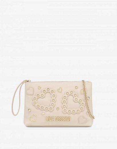 MOSCHINO CLUTCH WITH HEARTS AND STUDS MALAS MODA 

