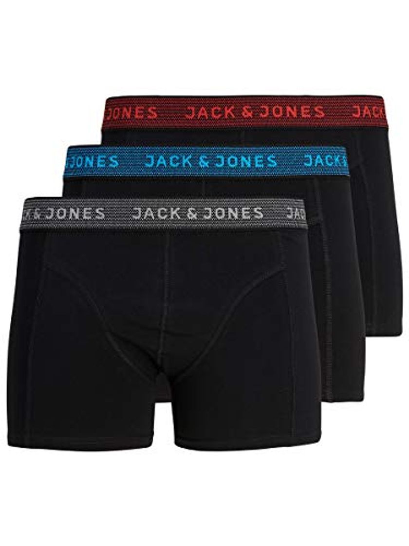 Moda Jack & Jones Jacwaistband Trunks 3 Pack Noos Bóxer, Gris