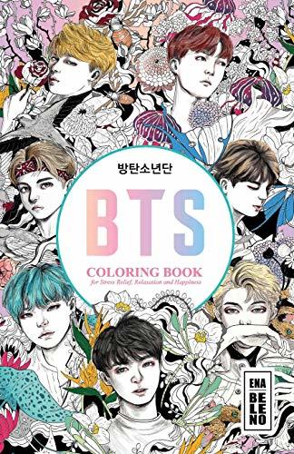 Libros BTS Coloring Book for Stress Relief, Relaxation and Happiness: 5.5 in by