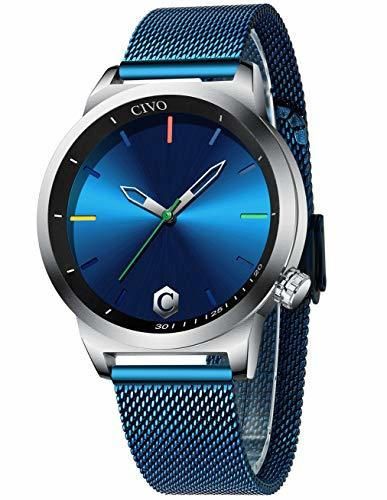 CIVO Relojes Hombre Reloj de Pulsera de Hombre Azul Minimalista Deportivo Ultra