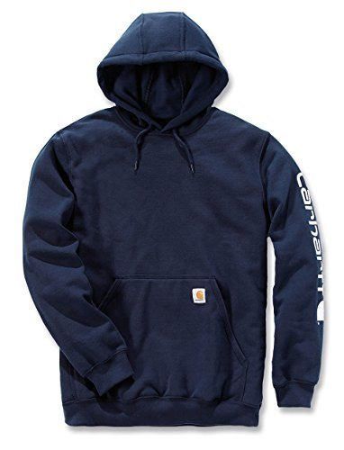 Carhartt Herren Hoodie Midweight Signature Sleeve Logo Hooded Sweatshirt Blau New Navy