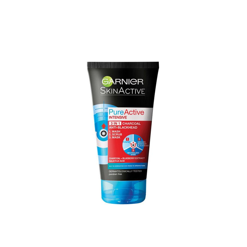 Social Garnier pure active máscara 3 em 1 carvão 