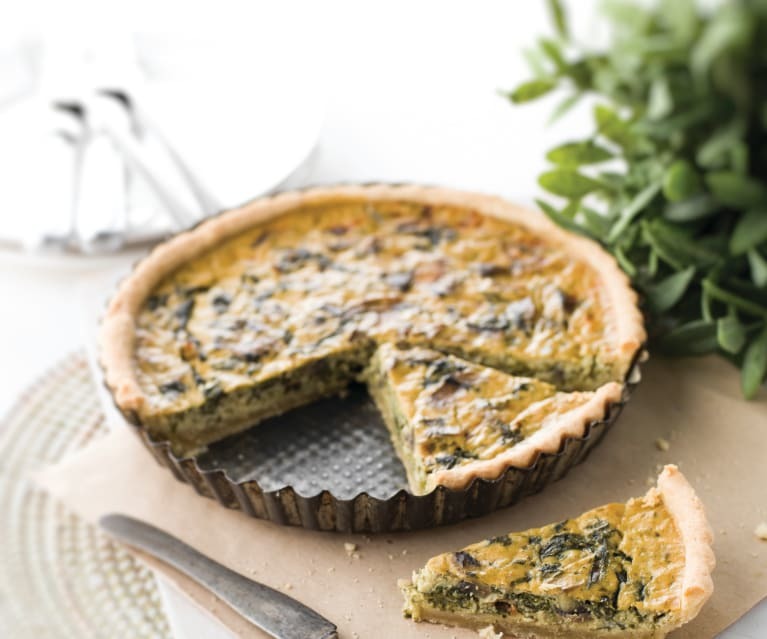 Social Quiche de cogumelos e espinafres